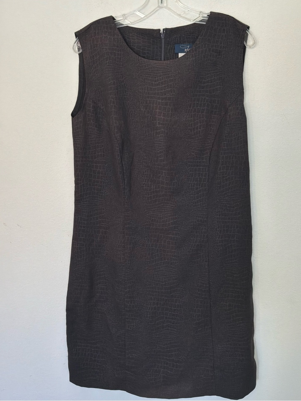 RAG Brown Croc Embossed Sleeveless Sheath Dress Size 16